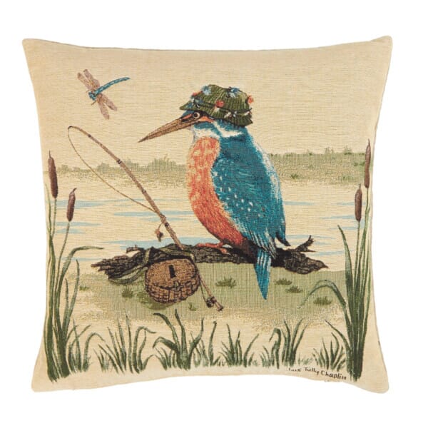 Kenneth Kingfisher the Fisherman Tapestry Cushion - 46x46cm (18