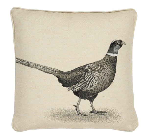 Country Linen Pheasant Left Piped Tapestry Cushion - 45x45cm (18