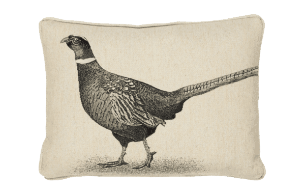 Country Linen Pheasant Right Piped Tapestry Cushion with Feather Filler - 33x45cm (13