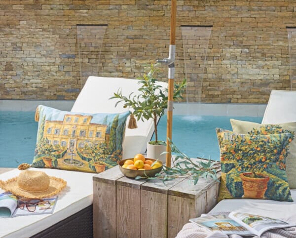 Villa in Tuscany Large Tapestry Cushion with Gold Tassels - 46x60cm (18