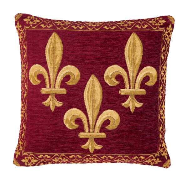 Fleur de Lys Red Tapestry Cushion - 46 x 46cm