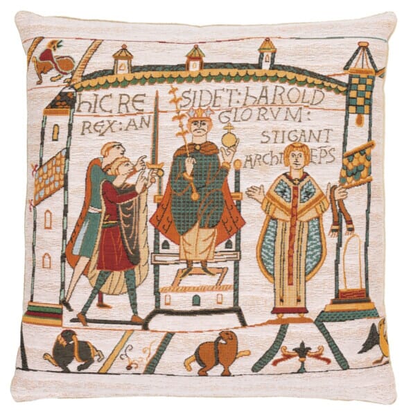 Bayeux King Harold Tapestry Cushion - 46 x 46cm