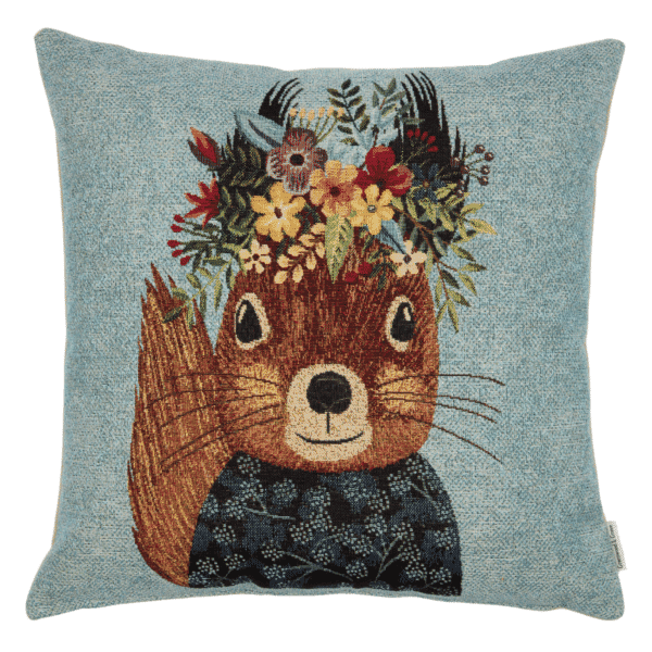 Sammie Squirrel Woven Cushion - 42x42cm (17