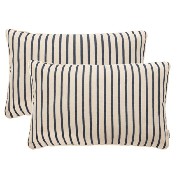 Pair of Ocean Stripe Oblong Piped Woven Outdoor Cushions - 40 x 60 cm (16