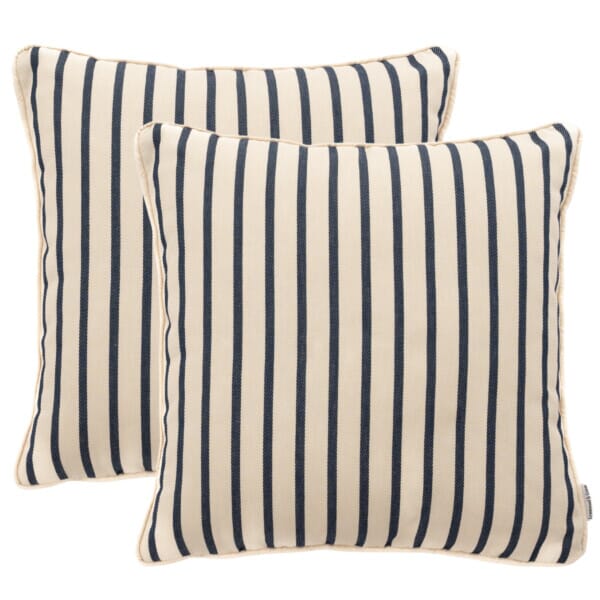 Pair of Ocean Stripe Regular Piped Woven Outdoor Cushions - 42 x 42 cm (17