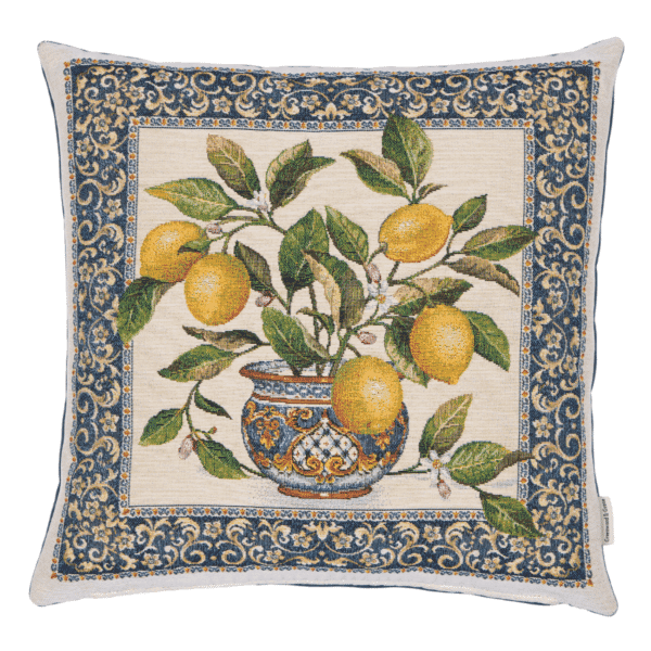 Lemons Vase White Woven Cushion - 42x42cm (17