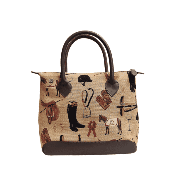 Equestrian Beige Tapestry Bag - 29 x 23 x 12cm