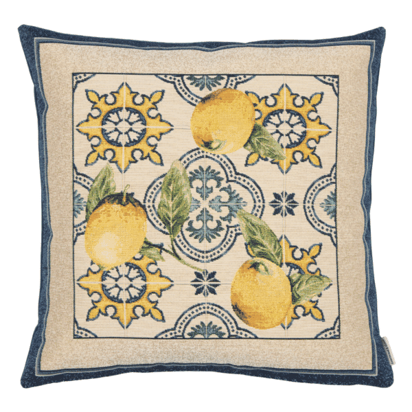 Ceramic Lemon Tiles Woven Cushion - 42x42cm (17
