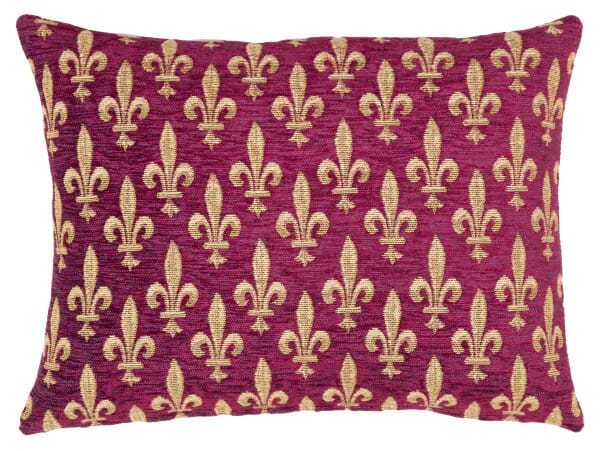 Fleur de Lys-Burgundy Cushion with Feather Filler - 33x46cm (13