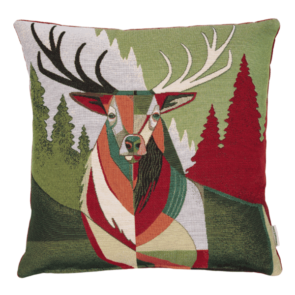 Mountain Stag Woven Cushion - 42x42cm (17