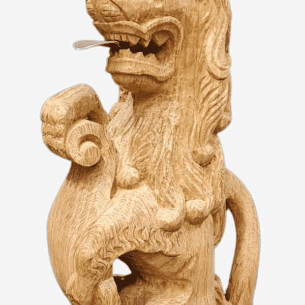 Set of 3 - Solid Oak Hand-Carved Griffin, Lion & Wyevern Heraldic Beasts