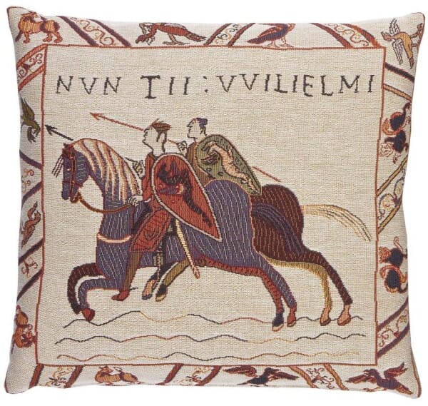 Pair of Bayeux Tapestry Cushions with Feather Filler - 46x46cm - Save £40