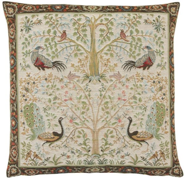 Birds & Trees Cream Tapestry Cushion - 46x46cm (18