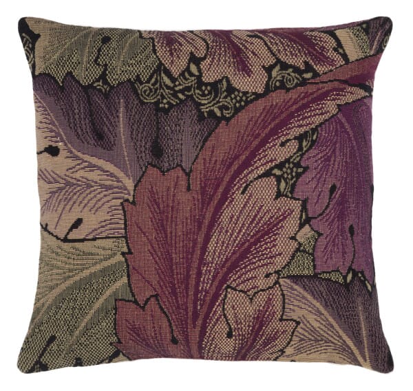 Acanthus Leaves Purple Cushion with Feather Filler - 33x33cm (13