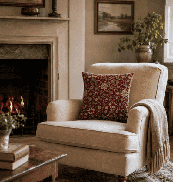 Evenlode Red Tapestry Cushion - 46x46cm (18