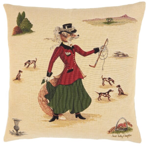 Lady Fenella Fox Large Tapestry Cushion with Feather Filler - 55x55cm (22