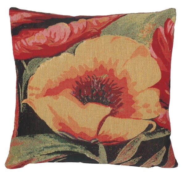 Yellow Poppy Tapestry Cushion - 43x43cm (17