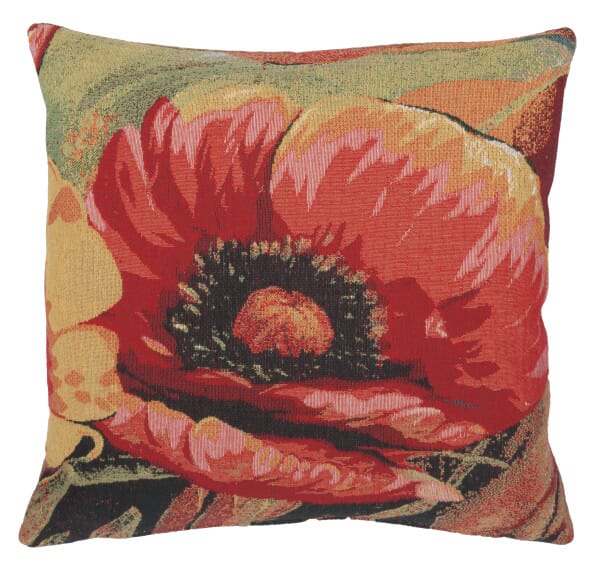Red Poppy Tapestry Cushion - 46x46cm (18