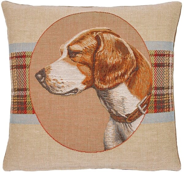 Pointer Tartan Cushion with Feather Filler - 33x33cm (13