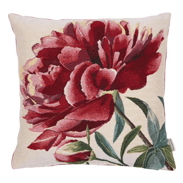 Peony Red Woven Cushion - 42x42cm (17