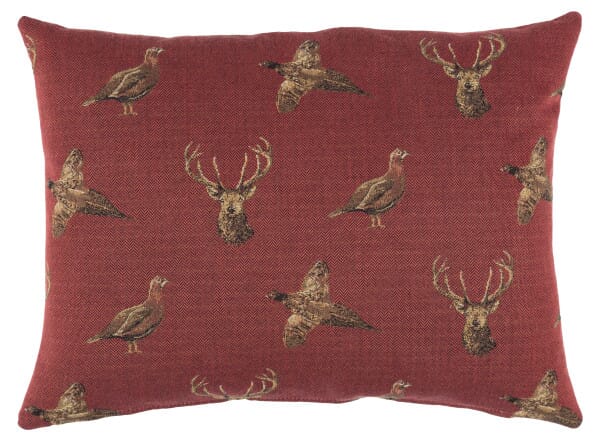 Highland Claret Cushion with Feather Filler - 33x46cm (13