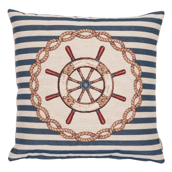 Nautical Wheel Woven Cushion - 42x42cm (17
