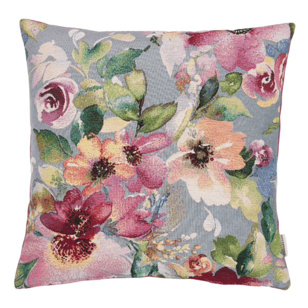 Meadow Blooms Grey Woven Cushion - 42x42cm (17