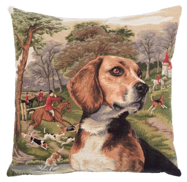 Pair of Beagle & Retriever Tapestry Cushions with Feather Filler - 46x46cm - Save £20