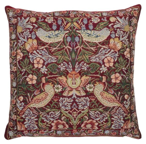 Strawberry Thief Red Tapestry Cushion - 43x43cm (17