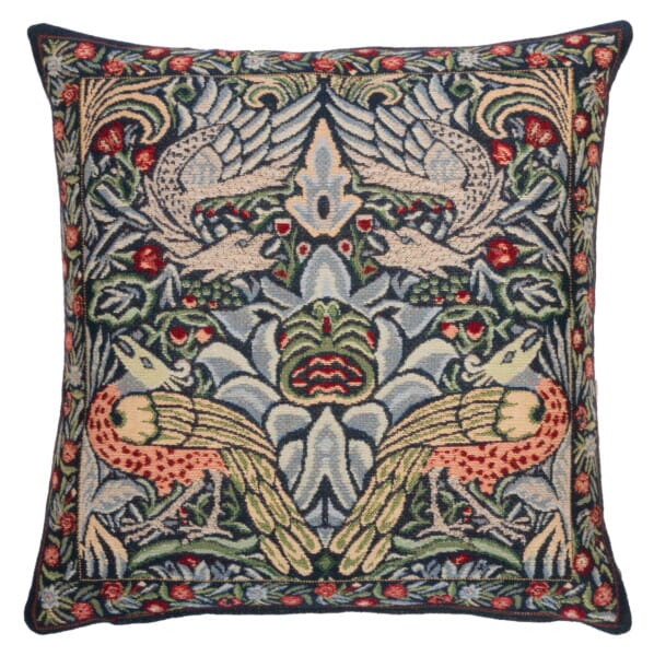 Peacock & Dragon Blue Tapestry Cushion - 55 x 55cm