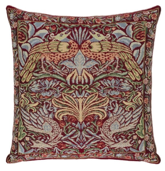 Peacock & Dragon Red Tapestry Cushion - 43x43cm (17