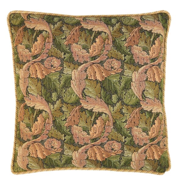 Acanthus Leaf Gold Tapestry Cushion with Gold Rope Cord - 46x46cm (18