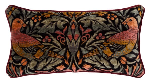 Morris Birds Ebony Cushion with Feather Filler - 30x60cm (12