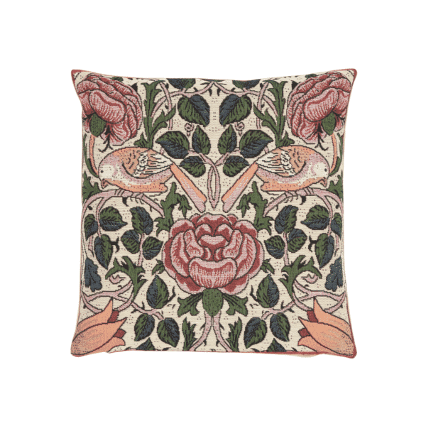 Birds & Rose Tapestry Cushion with Feather Filler - 33x33cm (13
