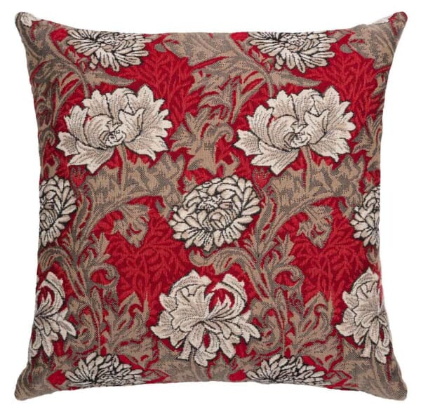 Chrysanthemums Red Regular Cushion with filler - 46x46cm (18