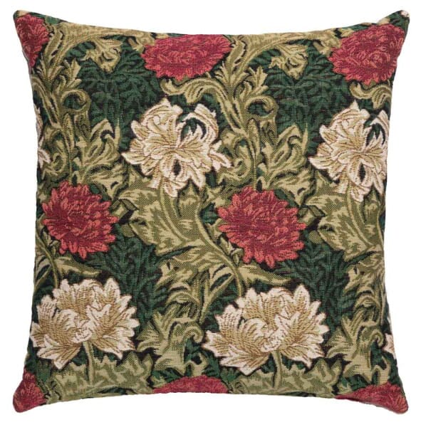 Chrysanthemums Green Regular Cushion with filler - 46x46cm (18