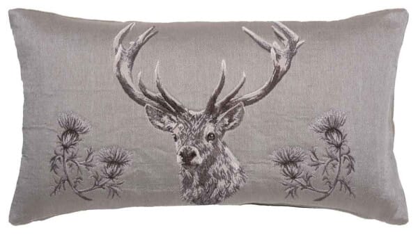 Stag & Thistle Country Linen Tapestry Cushion - 33x60cm (13
