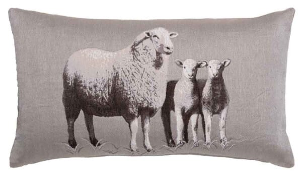 Suffolk White & Lambs Country Linen Tapestry Cushion - 33x60cm (13