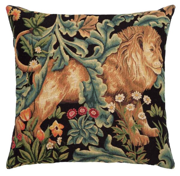 Pair of Forest Lion & Hare Tapestry Cushions with Feather Filler - 46x46cm - Save £20