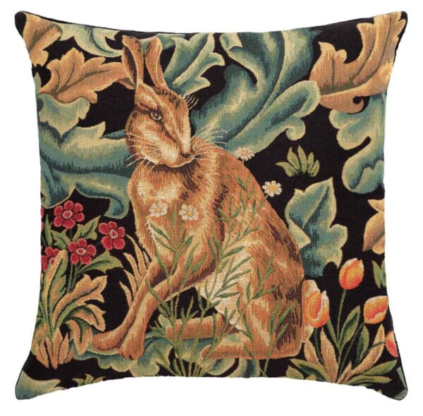 Pair of Forest Lion & Hare Tapestry Cushions with Feather Filler - 46x46cm - Save £20
