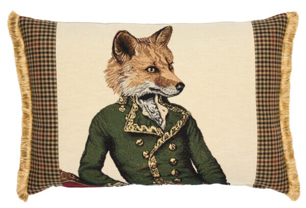 Master Fergus Fox Large Tapestry Cushion with Tweed & Fringe - 46x60cm (18