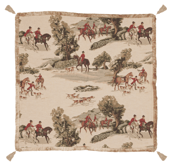 English Hunt Tapestry Throw - 92 x 92cm (36
