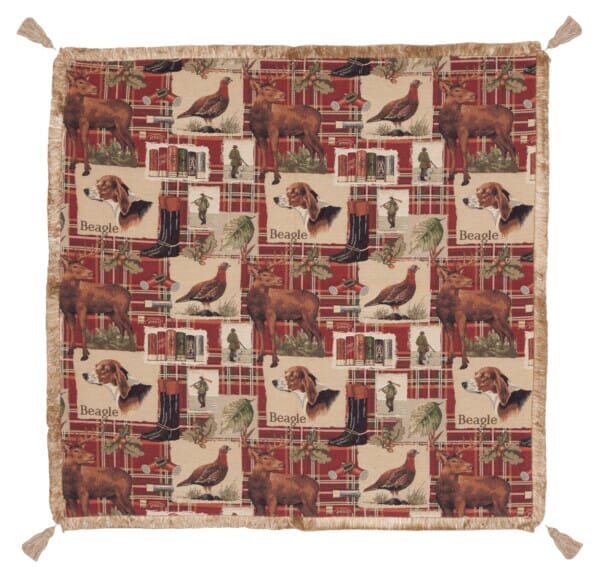 Beagle - Red Tartan Tapestry Throw - 92 x 92cm (36