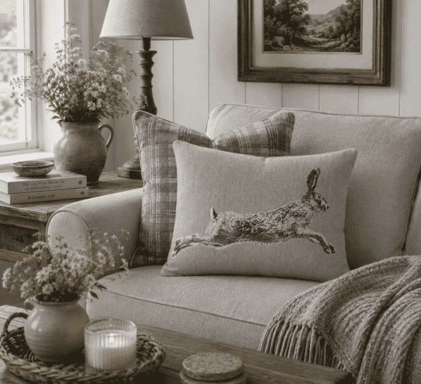 Hare Country Linen Tapestry Cushion - 33x46cm (13