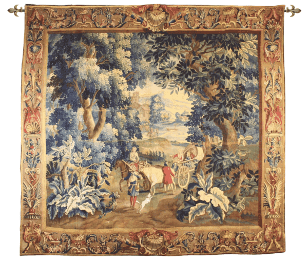 The Ox-drawn Carriage in Woodland Antique Original Tapestry - 295 x 312 cm (9'8