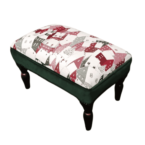 Alpine Houses Upholstered Stool with Green Velvet Sides