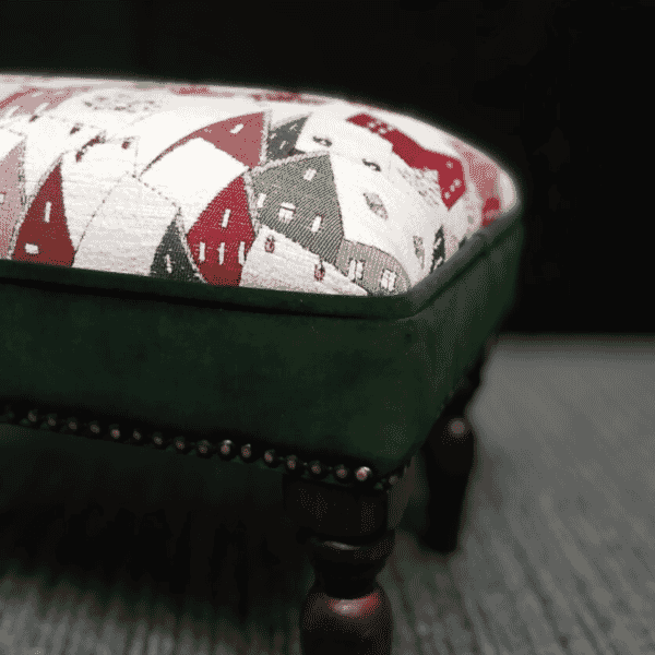 Alpine Houses Upholstered Stool with Green Velvet Sides
