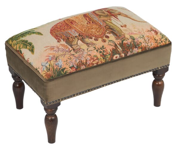 Elephant Upholstered Stool with Velvet Sides