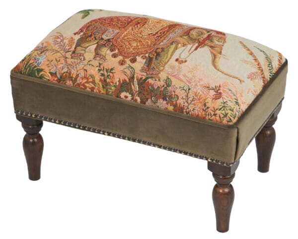 Elephant Upholstered Stool with Velvet Sides