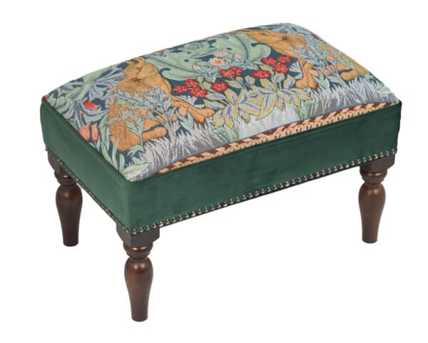 Morris Hares Upholstered Stool with Velvet Sides